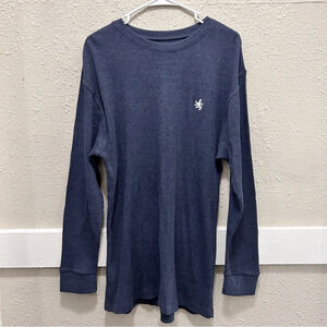 Rugby University Blue Waffle Knit Long Sleeve Top XL